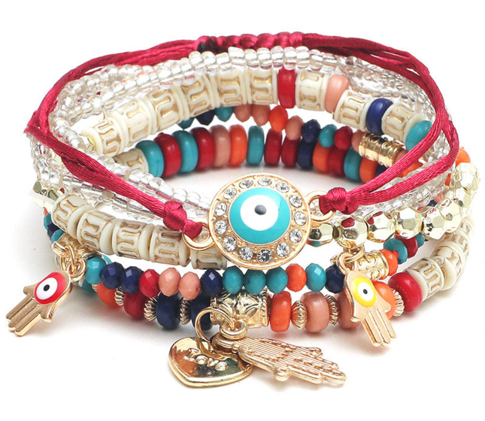 🧿✨ Boho Evil Eye Stacked Bracelet Set ✨🧿